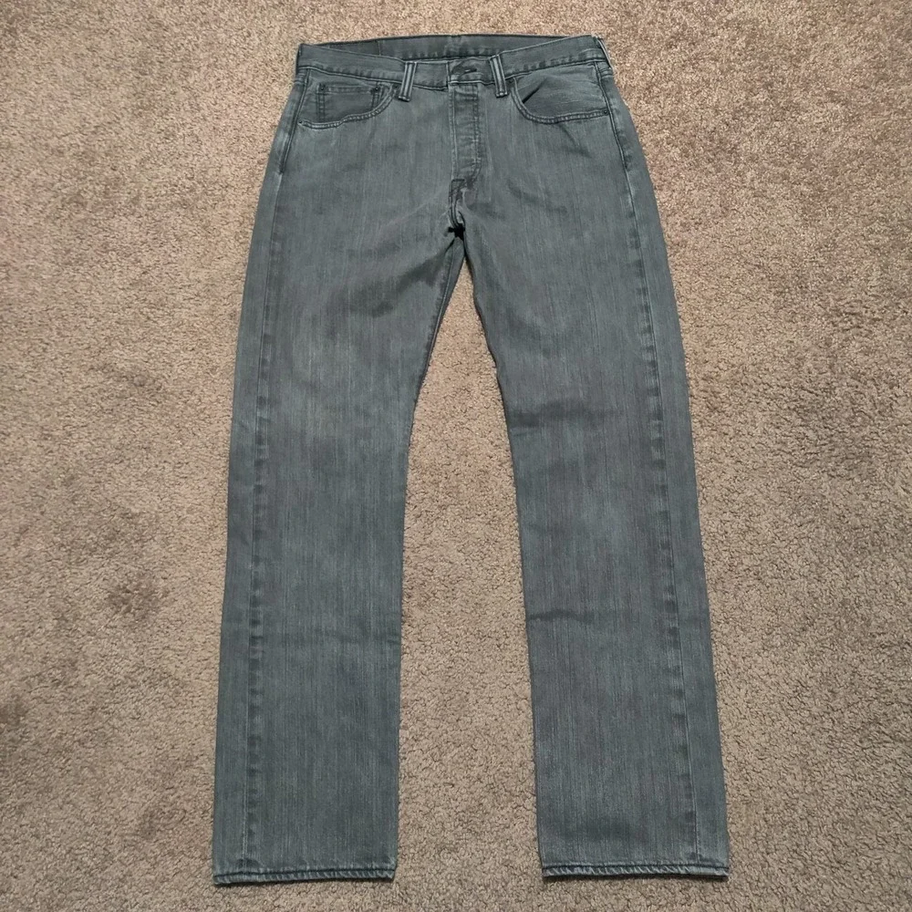 Levis‎ 501 Jeans Mens 33 x 28 Faded Black Dark Washed Button Fly Pants